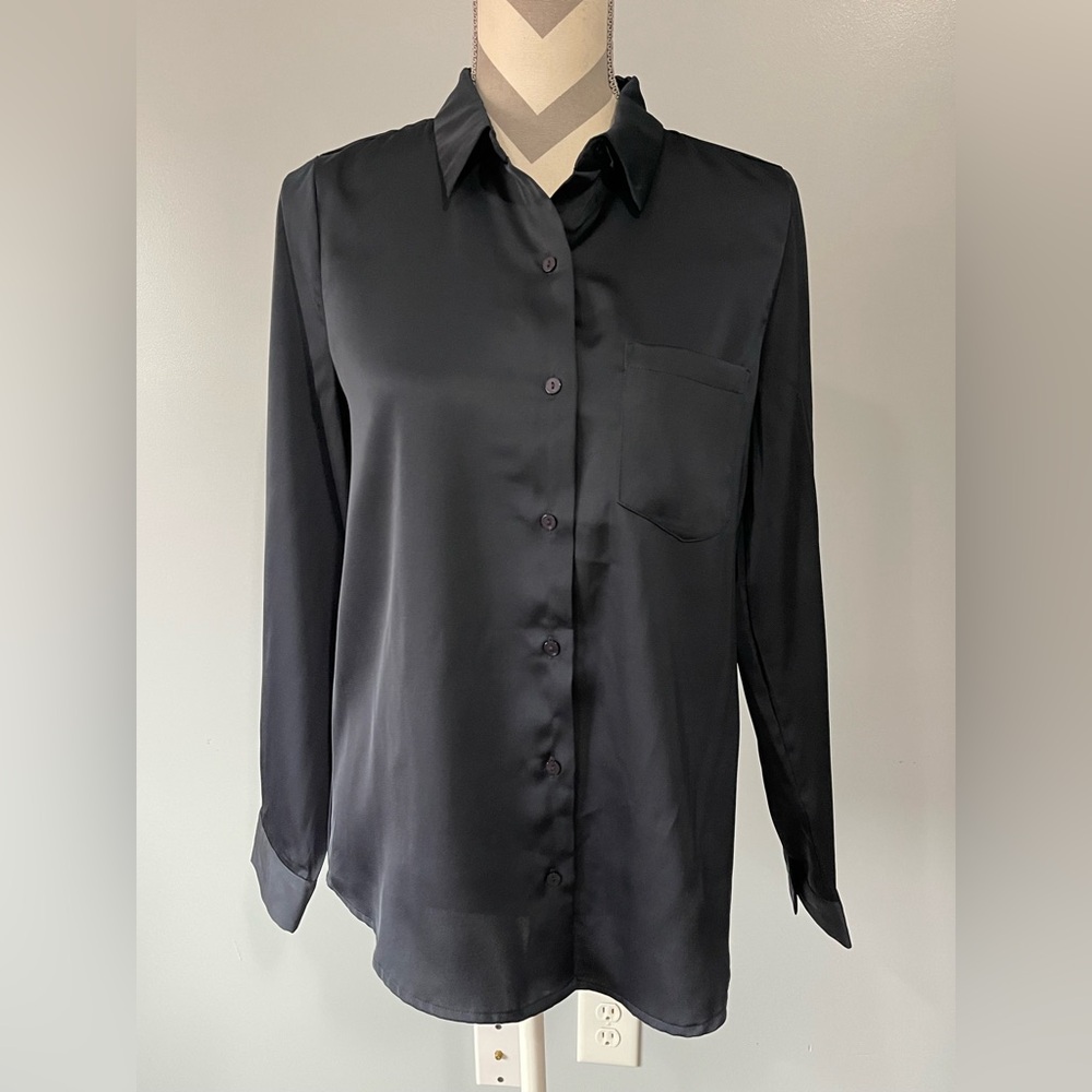 Skies Are Blue Black Long Sleeve Button Down Shirt